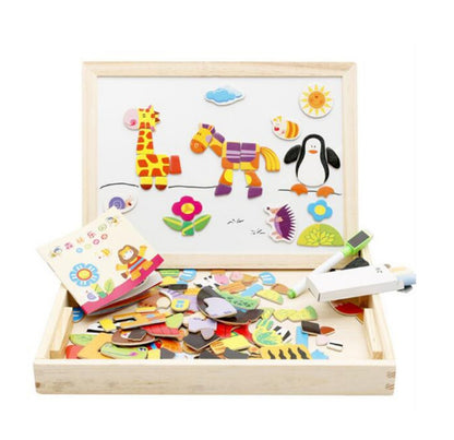 Multifunctional magnetic children's puzzle drawing board for educational fun