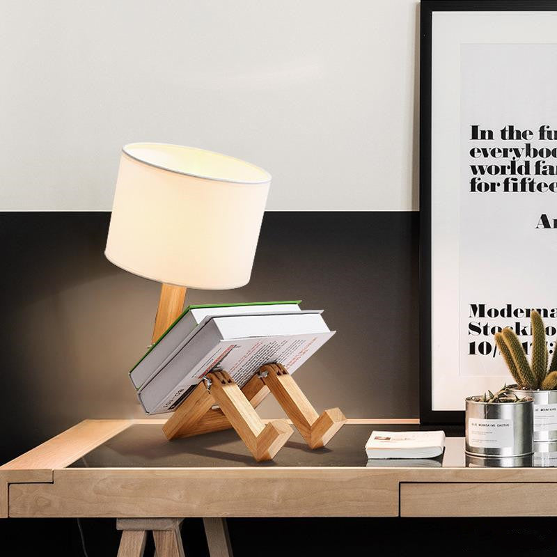 Massief Houten Nachtlamp – Moderne Scandinavische LED-Lamp voor Bureau en Slaapkamer