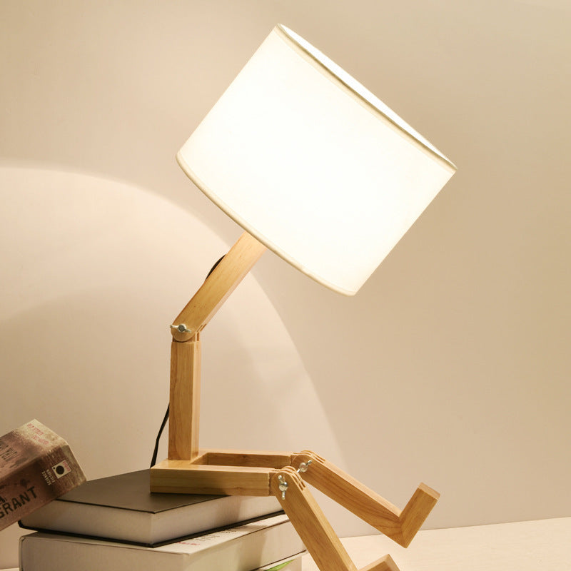 Massief Houten Nachtlamp – Moderne Scandinavische LED-Lamp voor Bureau en Slaapkamer