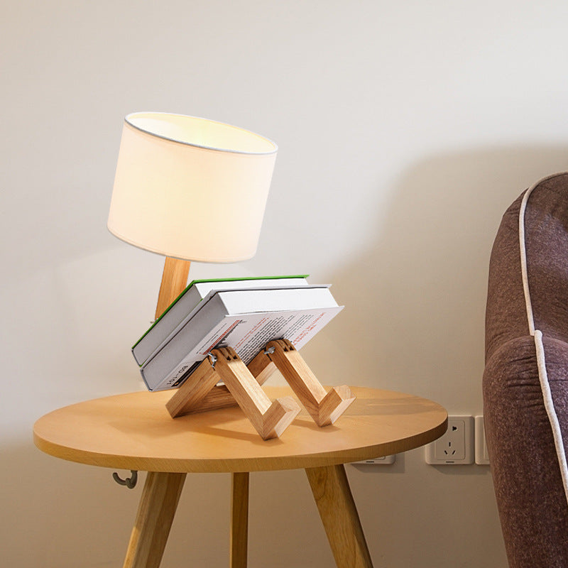 Massief Houten Nachtlamp – Moderne Scandinavische LED-Lamp voor Bureau en Slaapkamer