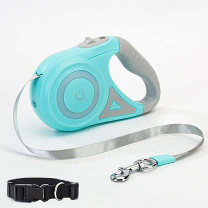 Retractable dog leash and collar