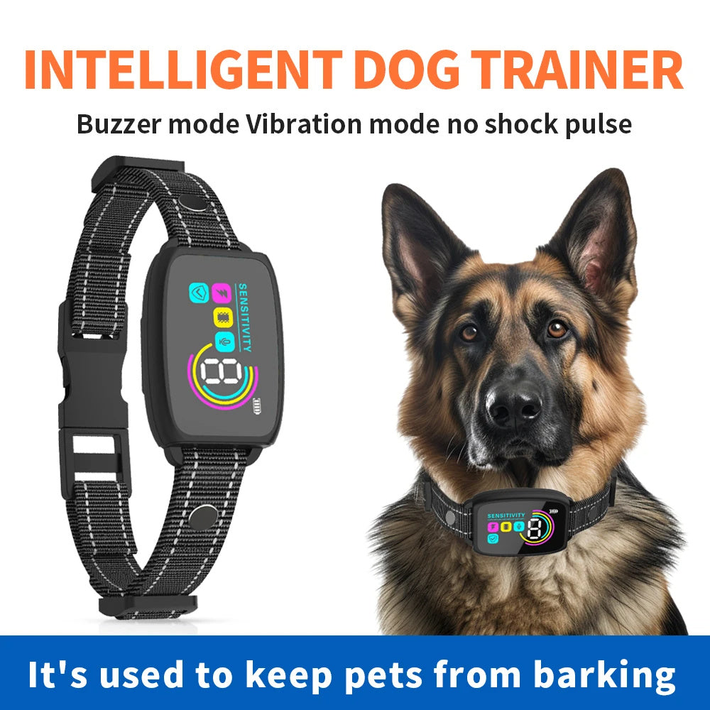 Oplaadbare Slimme Anti-Blafhalsband voor Honden – IP67 Waterdicht met HD Digitaal Display