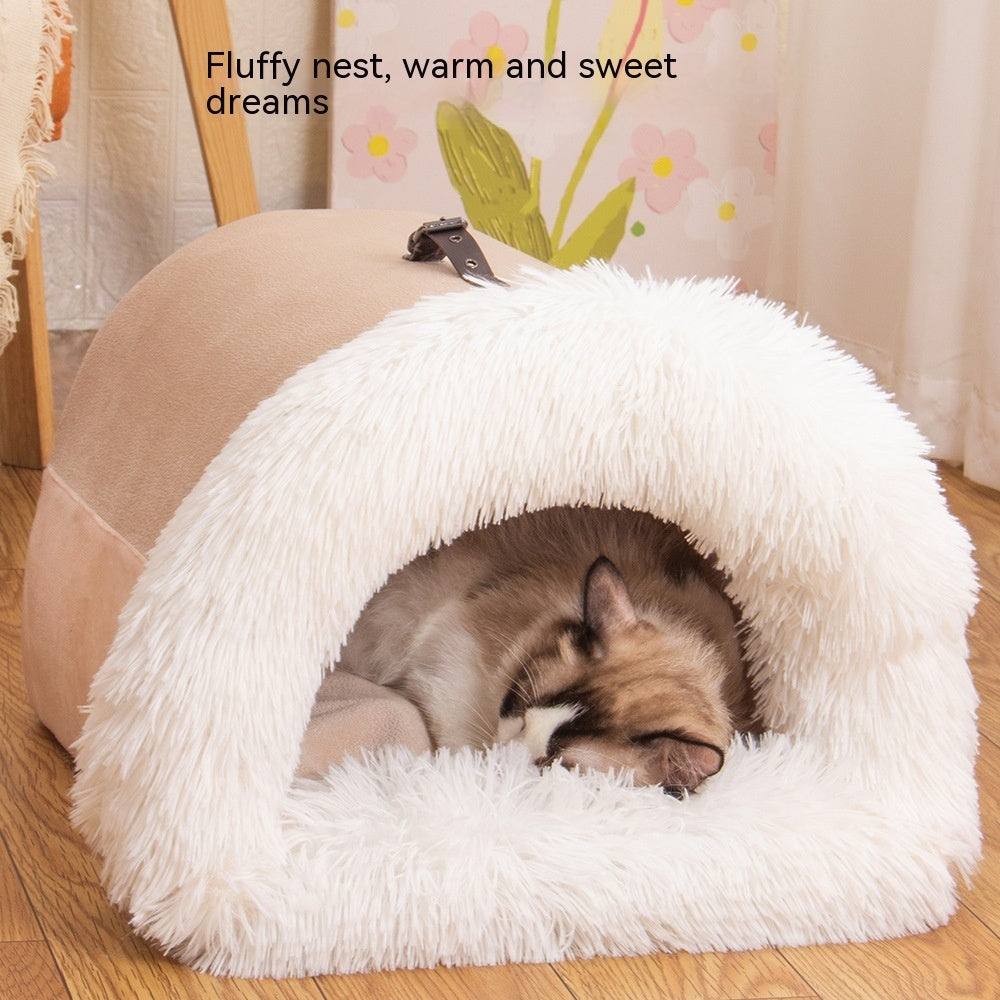 Portable warm dog and cat nest for autumn and winter