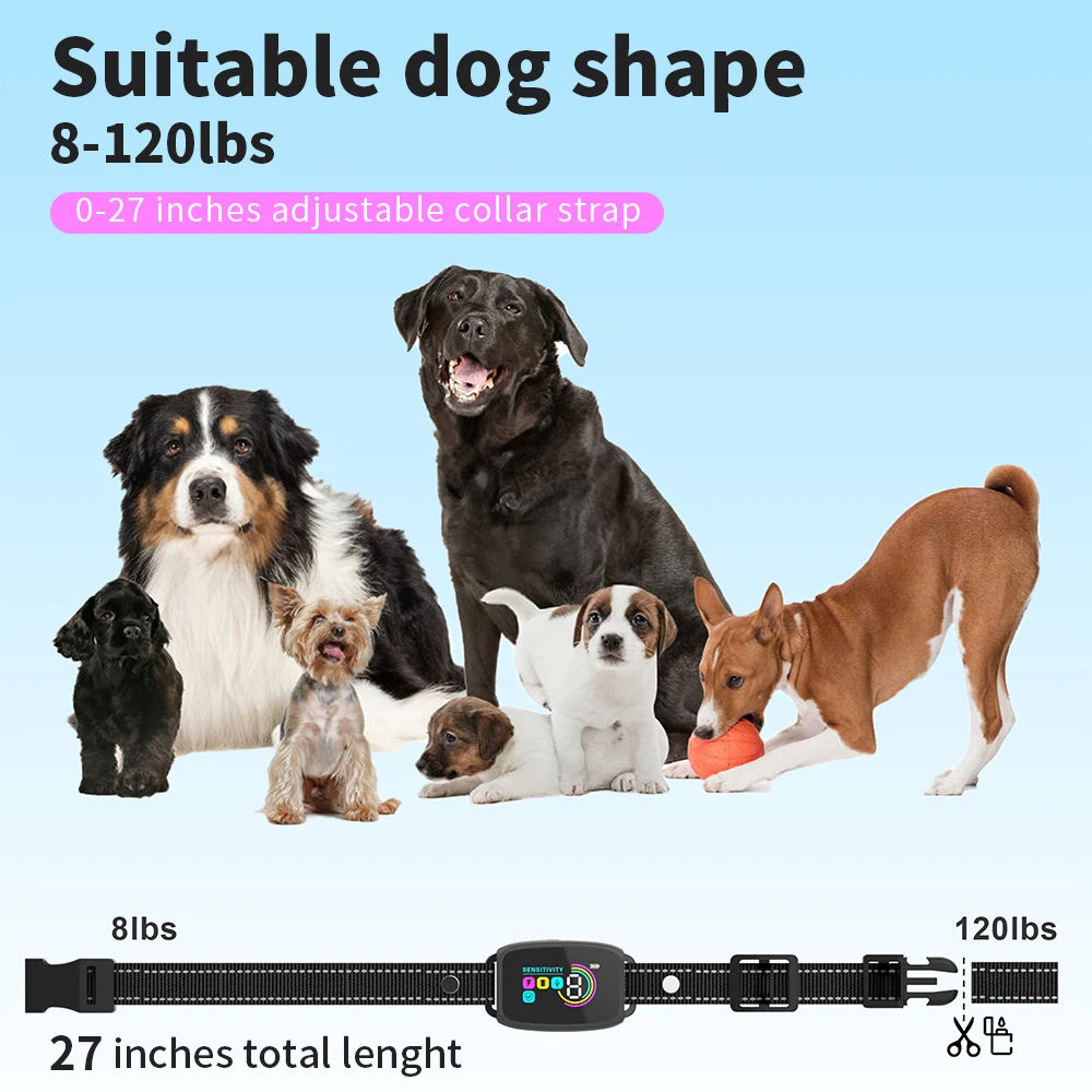 Oplaadbare Slimme Anti-Blafhalsband voor Honden – IP67 Waterdicht met HD Digitaal Display