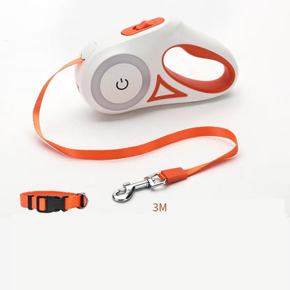 Retractable dog leash and collar