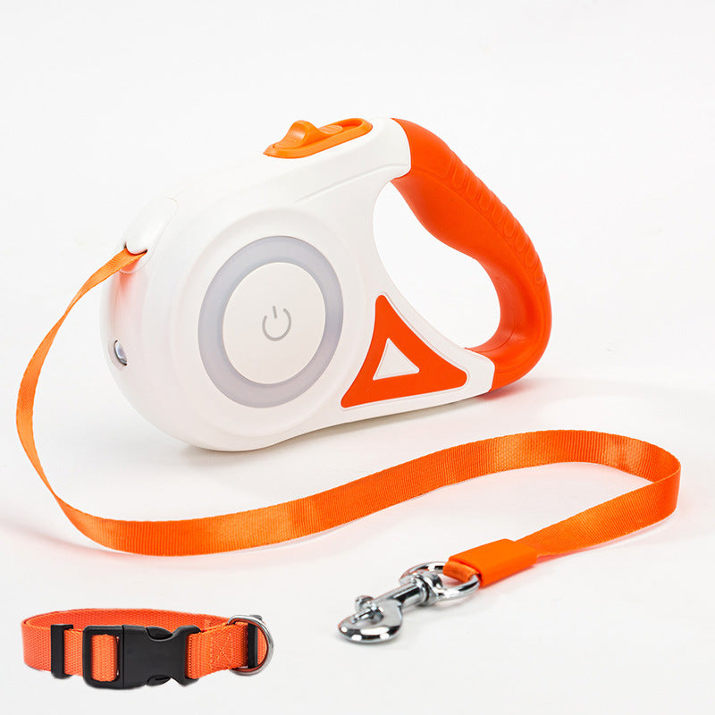 Retractable dog leash and collar